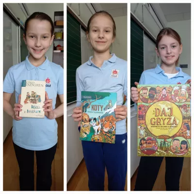Dziewczynki z kl.3c prezentują polecane książki