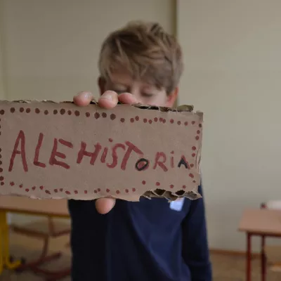 Napis przygotowany przez jednego z uczniów, uczestniczących w kole "Ale historia..."