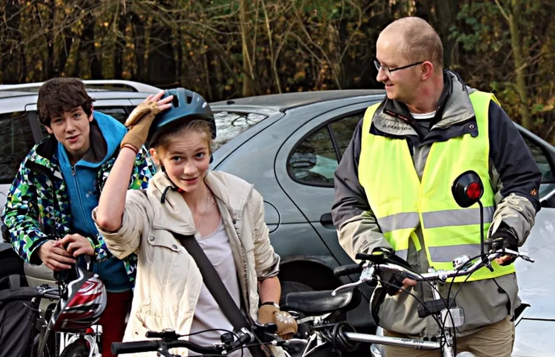 Ekipa na bieg przyjechała rowerami.