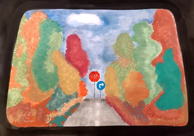 Zofia Jabłońska, nagroda główna w konkursie plastycznym pt. Moja droga do szkoły w kategorii klas 5-8 SP