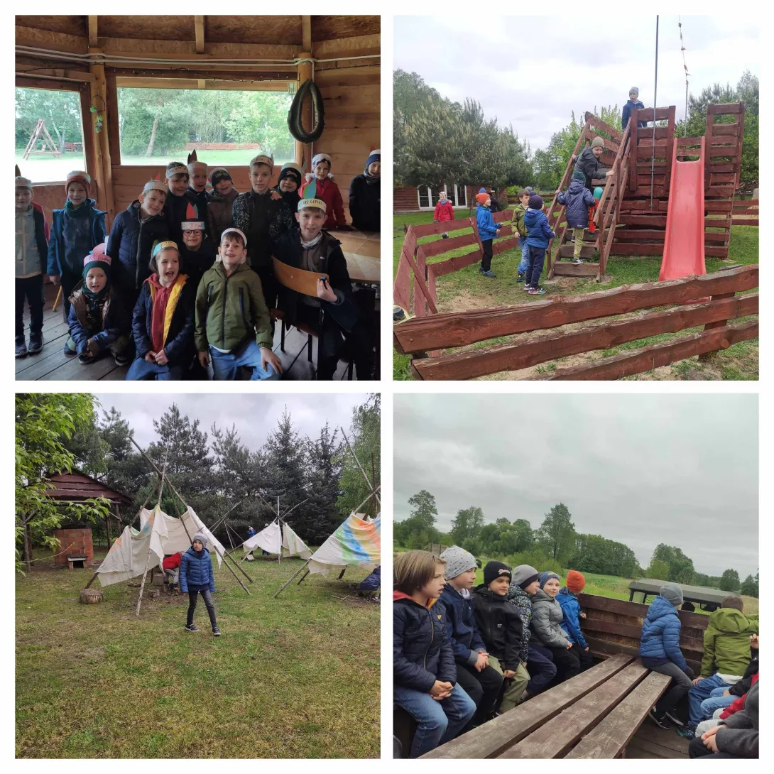 Dzieci z klasy 1b podczas wycieczki do Michałówki