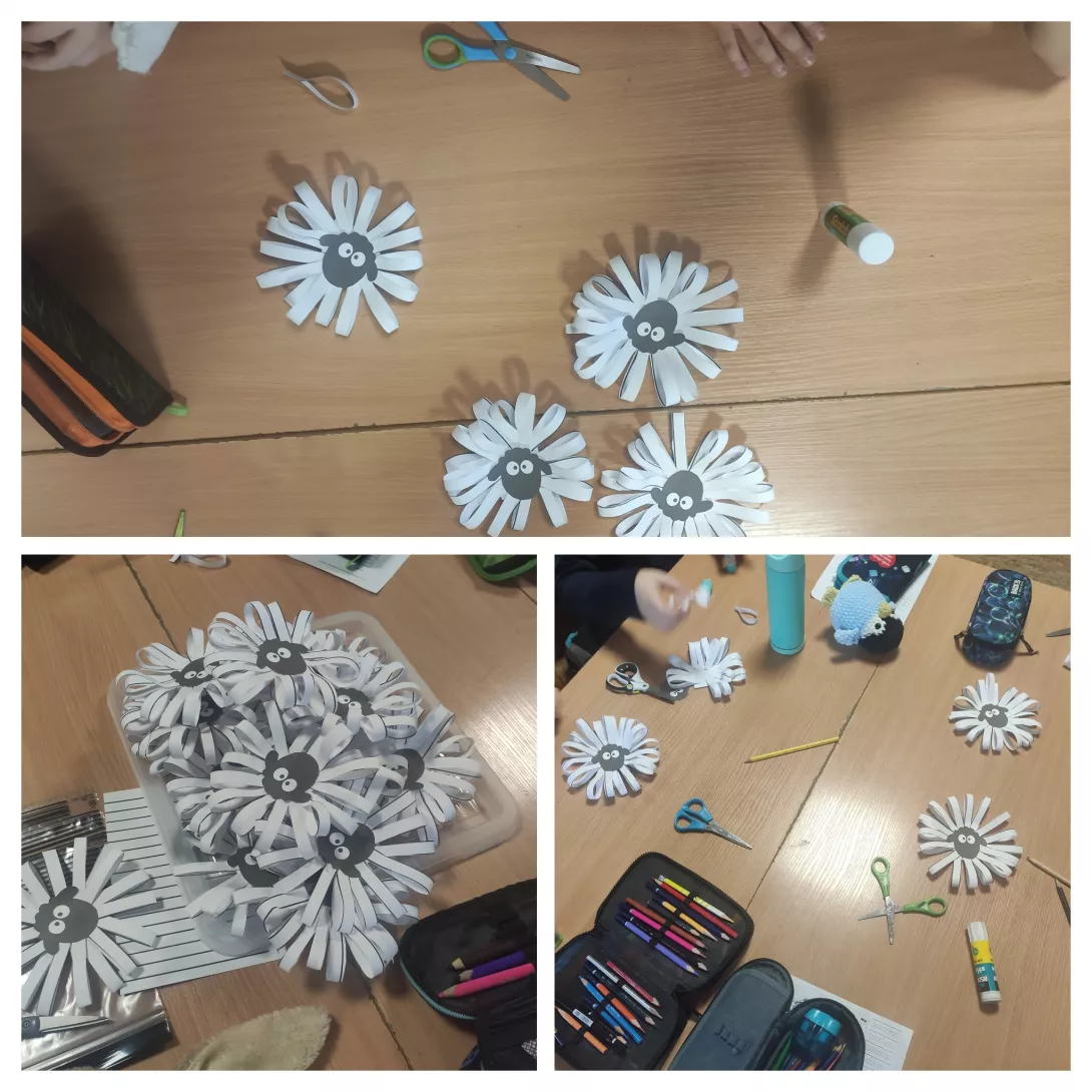 papierowe baranki wykonane przez uczniów 1b