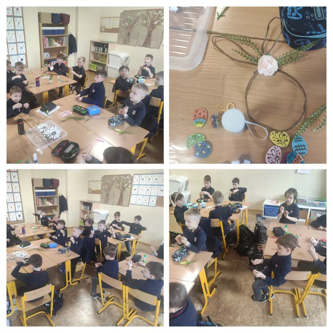 praca nad wykonaniem zajęcy z drutu papierowego