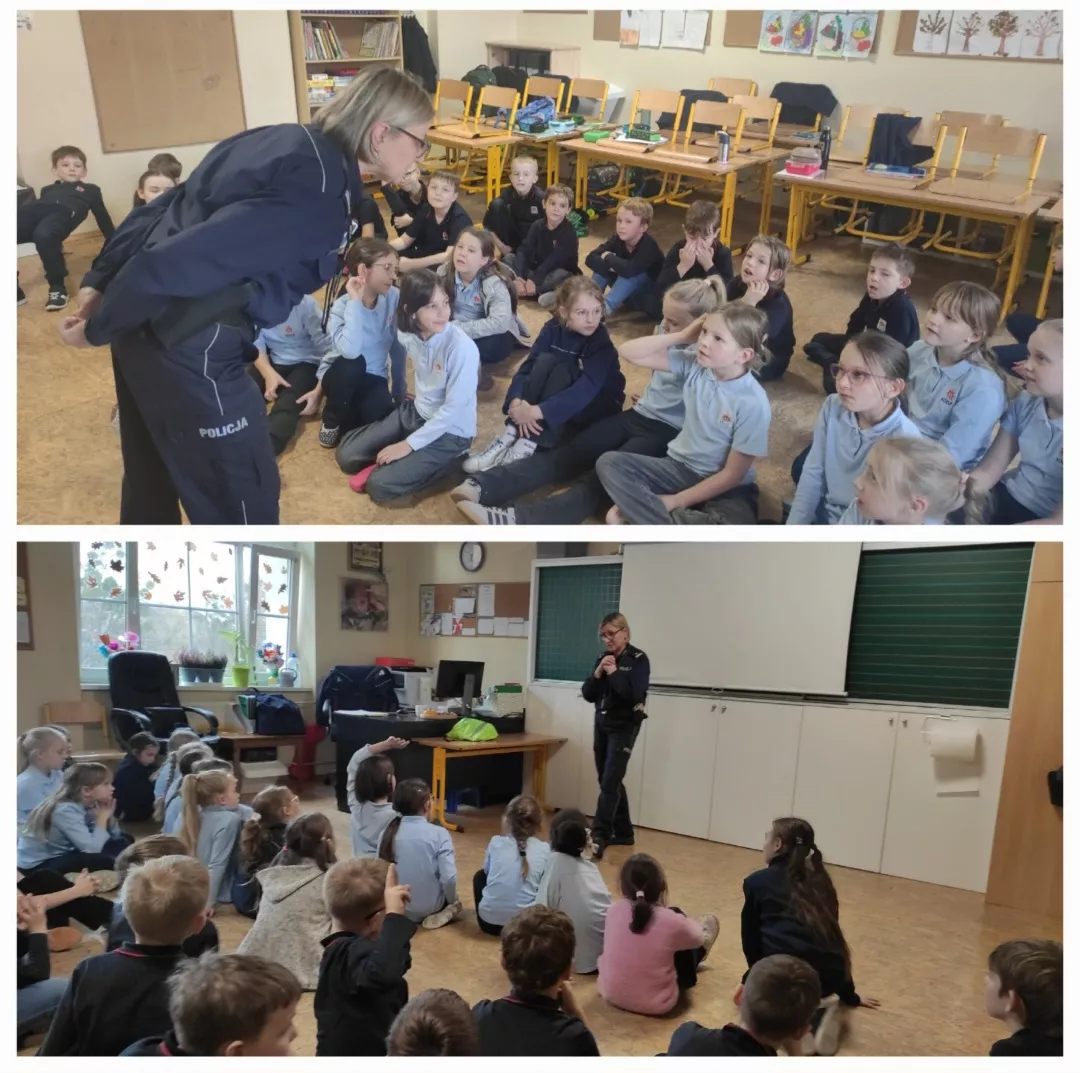 Spotkanie klas 2a i 2b z panią policjant. 