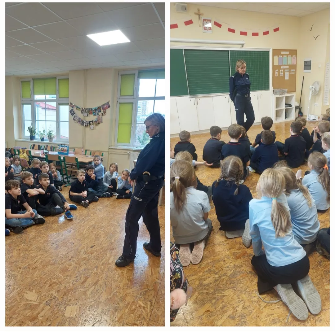 Spotkanie klas 2c i 2d z panią policjant. 