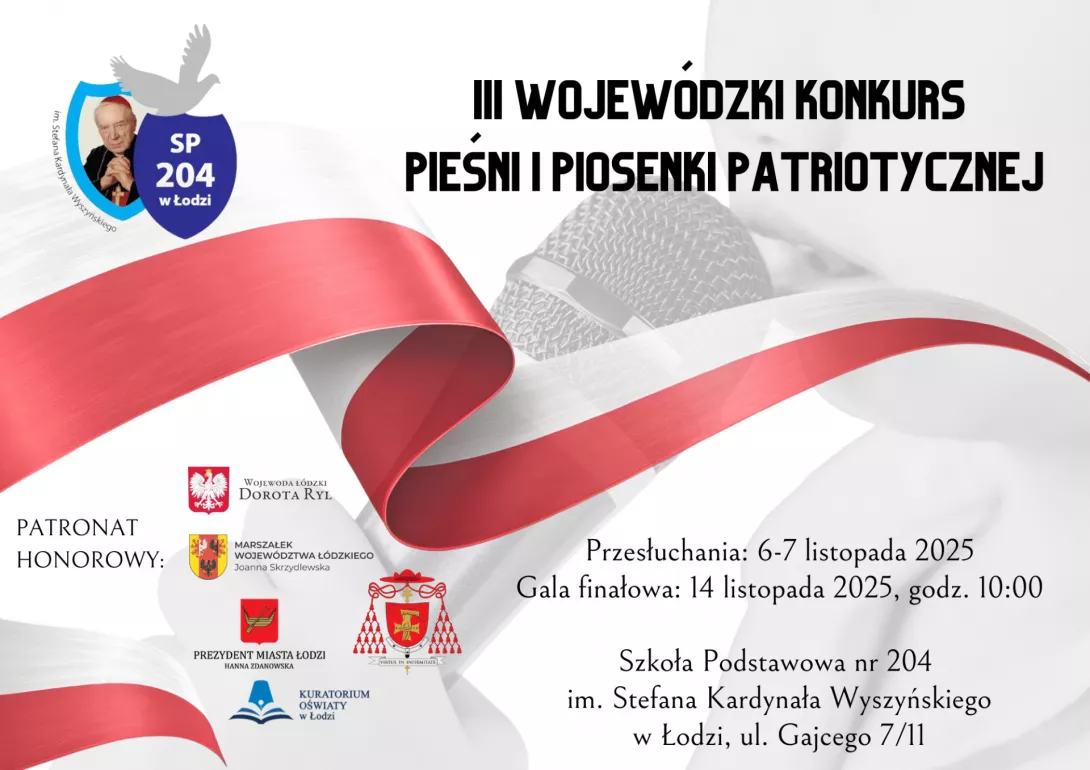 Plakat promujący III Konkurs Pieśni i Piosenki Patriocznej w Łodzi