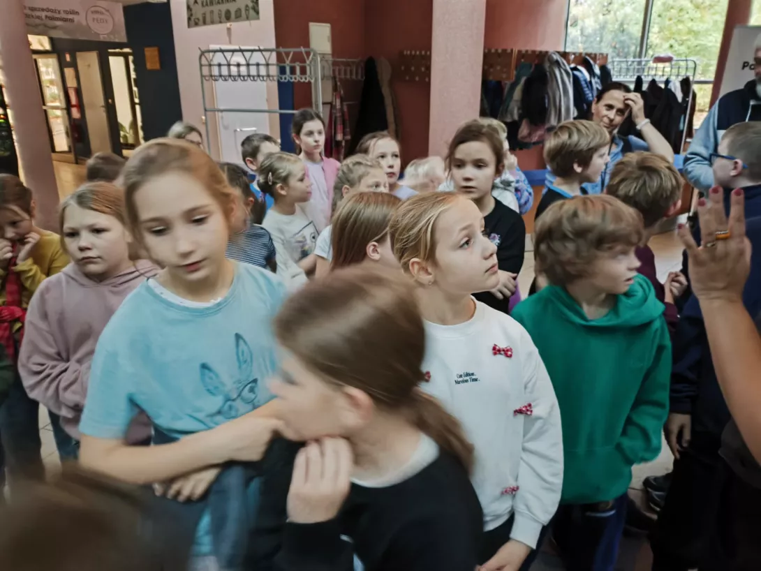 Uczniowie klas 3a i 3b w łódzkiej Palmiarni. 