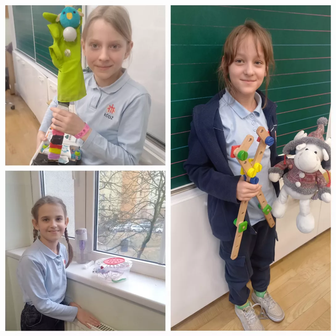 Uczennice klasy 3c prezentują swoje wynalazki