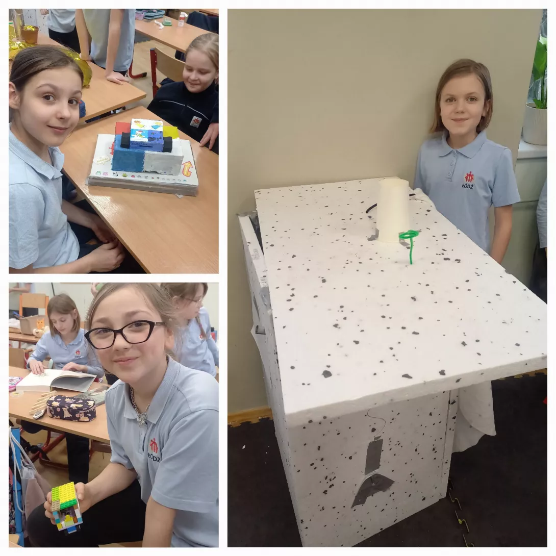 Uczennice klasy 3c prezentują swoje wynalazki