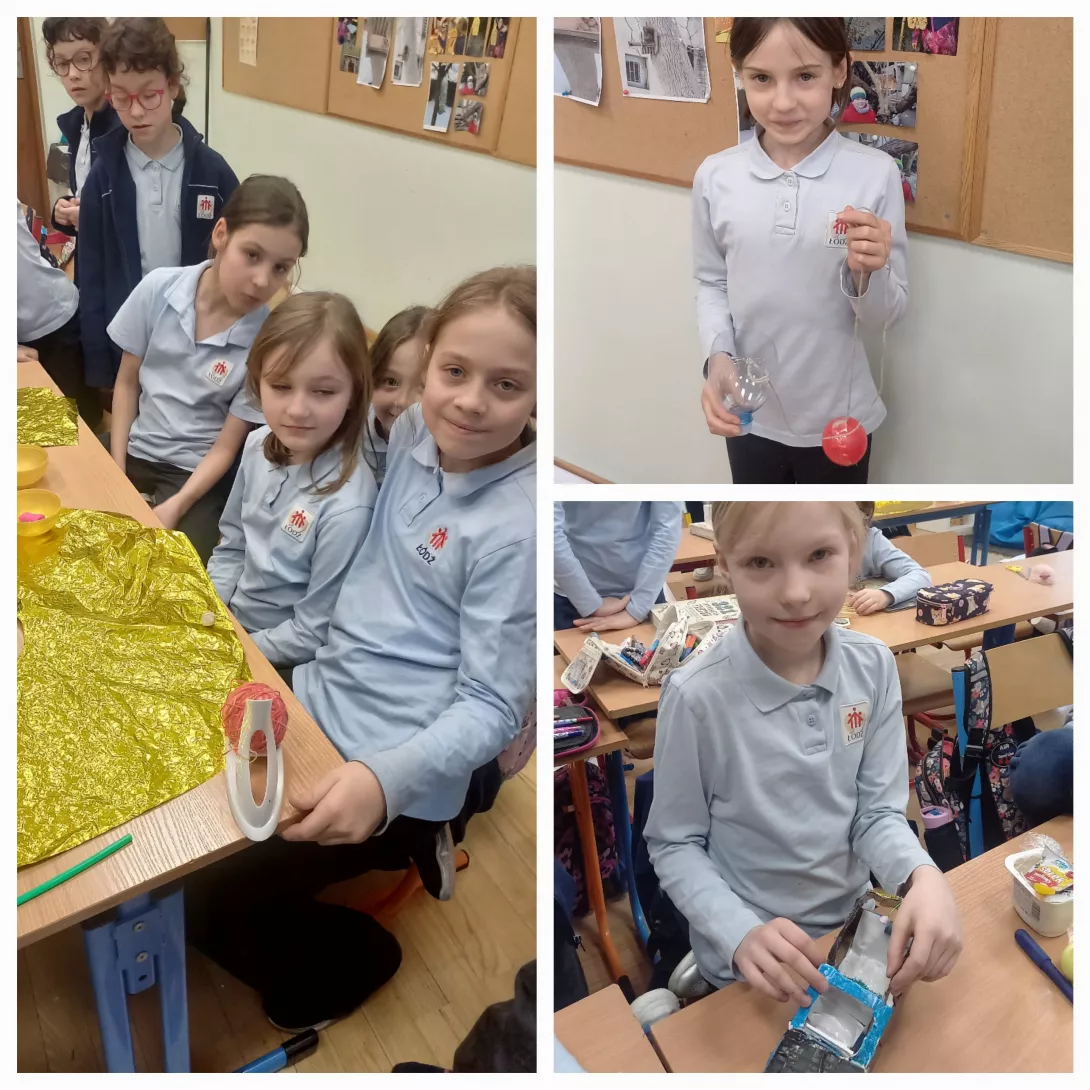 Uczennice klasy 3c prezentują swoje wynalazki