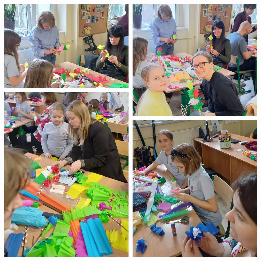 Integracja klasy 3c i wspólne robienie palm wielkanocnych