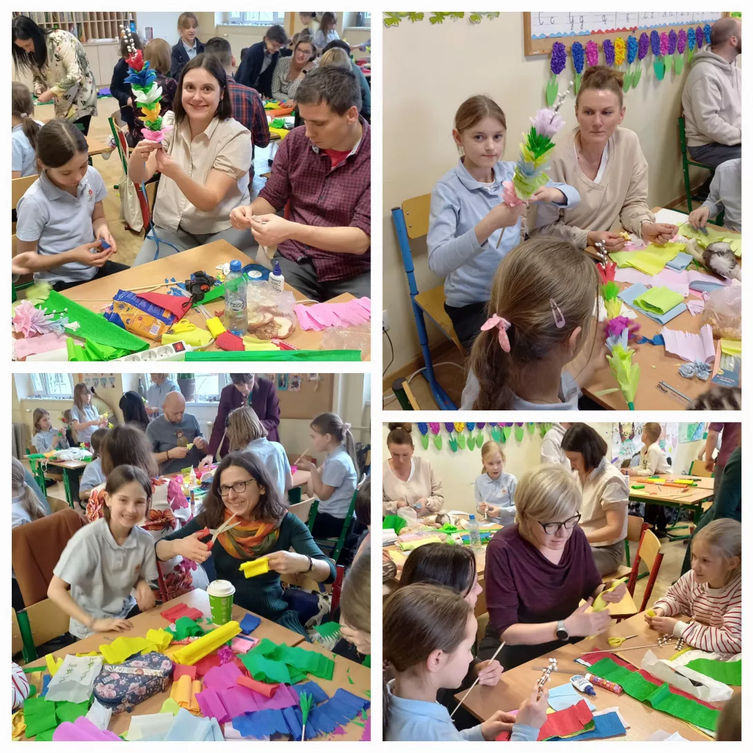 Integracja klasy 3c i wspólne robienie palm wielkanocnych