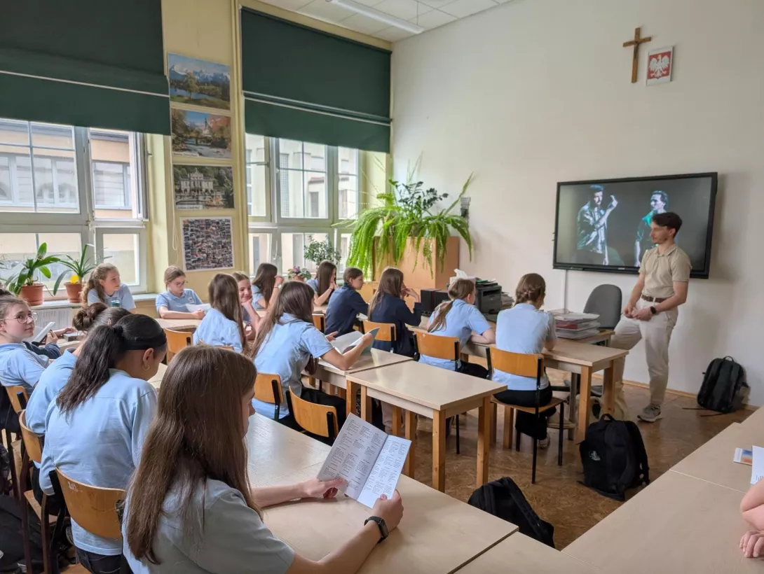 Klasa 7a na warsztatach z Łukaszem Kózką