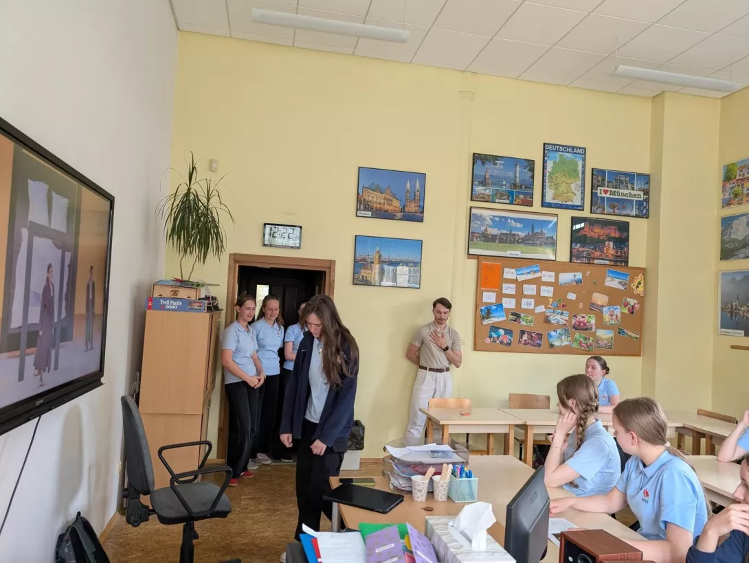 Klasa 7a na warsztatach z Łukaszem Kózką