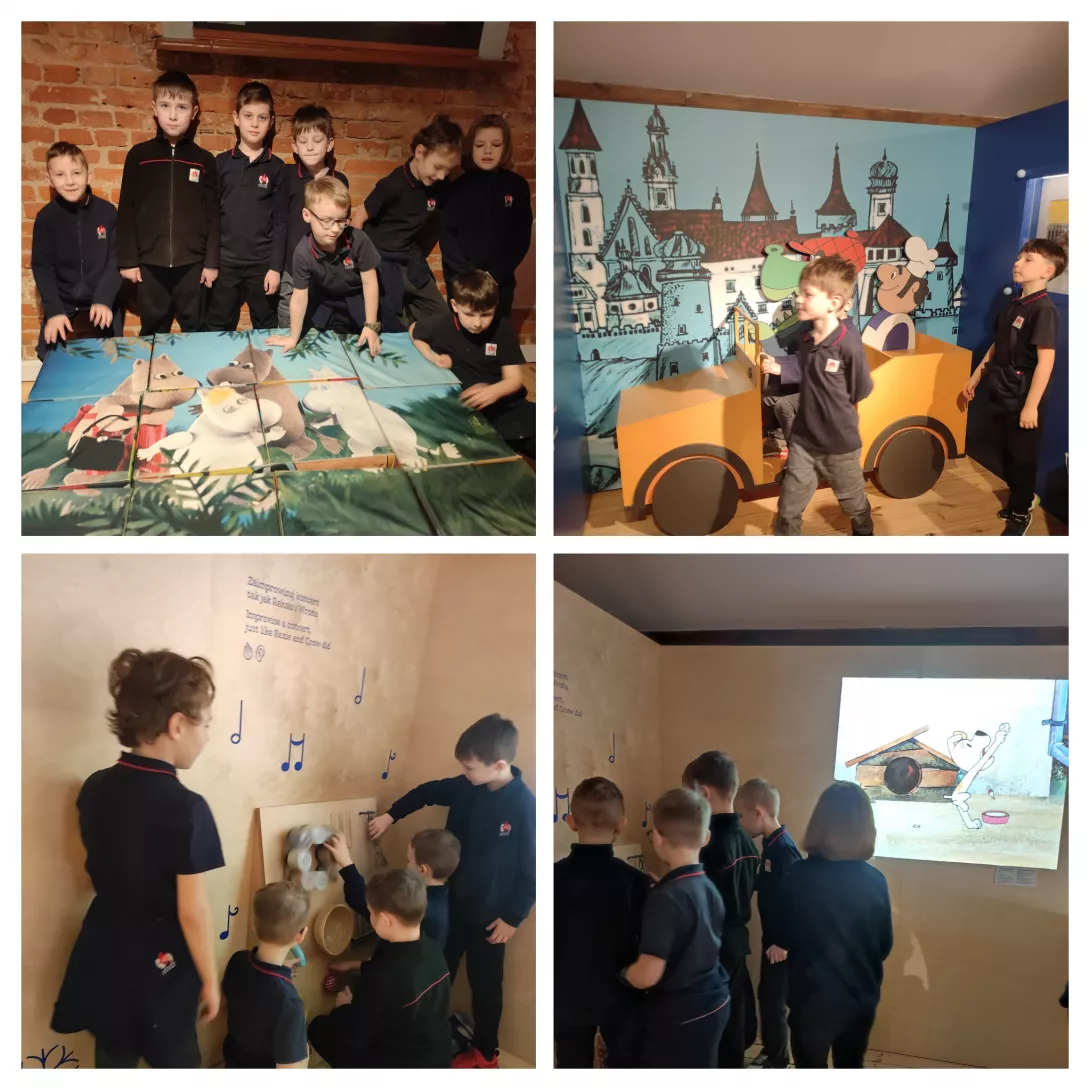 uczniowie 2b zwiedzający pałac Scheiblera i Muzeum Kinematografii 