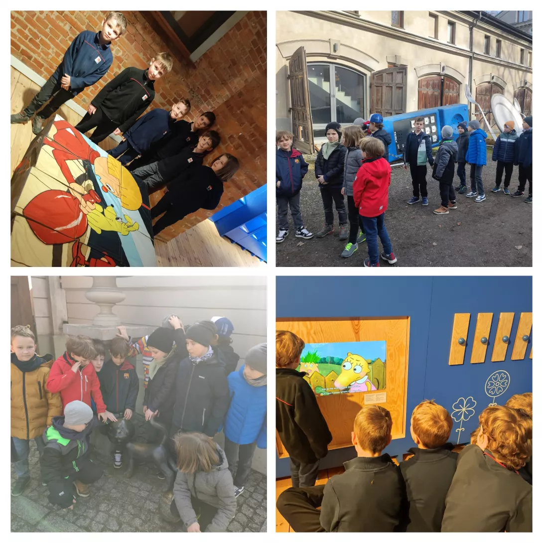 uczniowie 2b zwiedzający pałac Scheiblera i Muzeum Kinematografii 