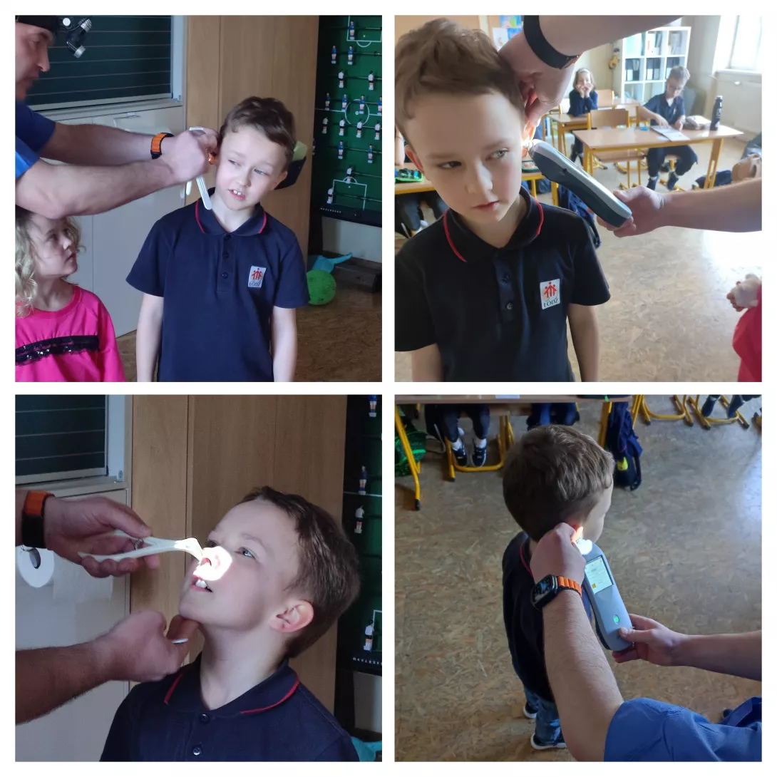 Spotkanie uczniów 2b z lekarzem laryngologiem